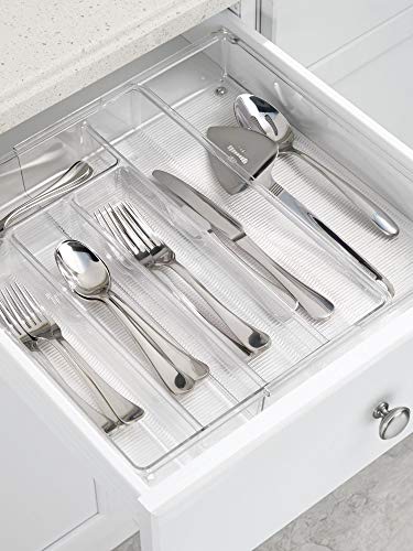 iDesign Linus Expandable Kitchen Drawer Organizer for Silverware, Spatulas, Gadgets - Clear