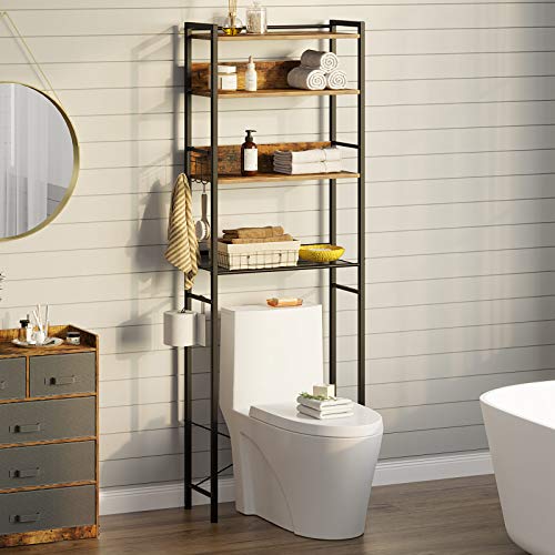 Over the Toilet Storage Rack with 2 Open Shelves and Doors, Bathroom Space  Saver, Natural - ModernLuxe