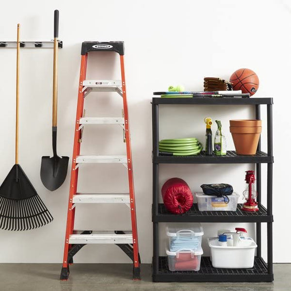 Gracious Living 4 Shelf Fixed Height Ventilated Heavy Duty Storage Unit 18 x 36 x 54 Organizer System for Home, Garage, Basement, and Laundry, Black