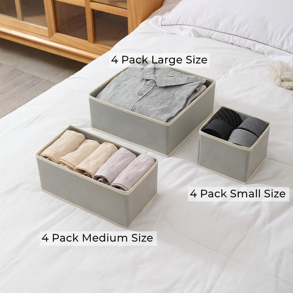 12 Pack Drawer Organizer for Clothing, Foldable Cloth Drawer Dividers Storage Bins, Clothes Drawer Organizer for Underwear,Folded Clothes,Baby Clothing,Socks,Bra,Towels,Ties