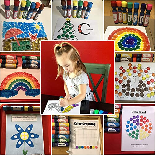 Washable Dot Markers for Toddlers Kids Preschool | 8 Colors Bingo Markers | Non Toxic Toddler Arts and Crafts Supplies | Paint Markers for Kids | PDF with 200 Dot Art Activity Sheets