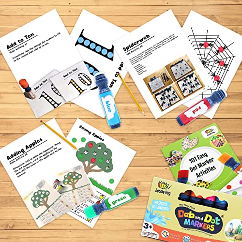 Washable Dot Markers for Toddlers Kids Preschool | 8 Colors Bingo Markers | Non Toxic Toddler Arts and Crafts Supplies | Paint Markers for Kids | PDF with 200 Dot Art Activity Sheets