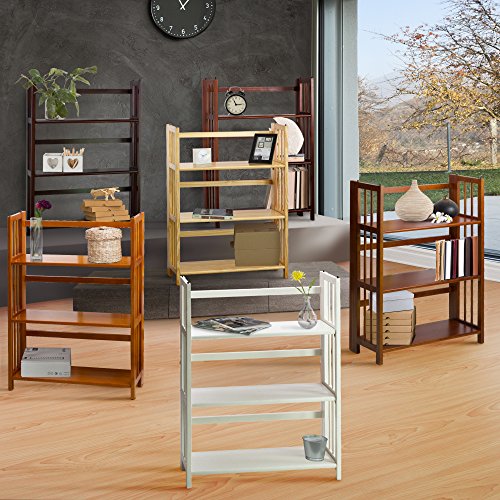 Casual Home 3-Shelf Folding Stackable Bookcase (27.5" Wide)-Natural