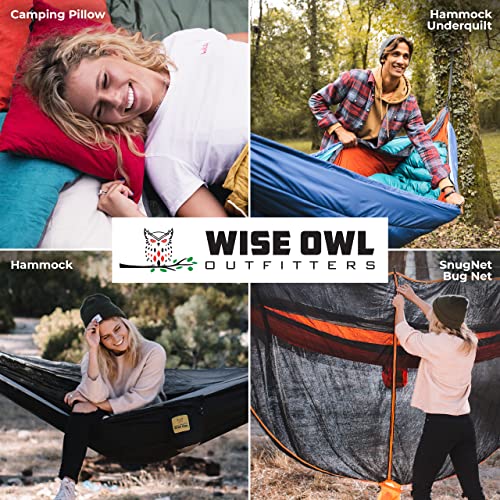 Wise Owl Outfitters Hammock for Camping Single & Double Hammocks Gear for The Outdoors Backpacking Survival or Travel - Portable Lightweight Parachute Nylon DO Navy & Lt Blue