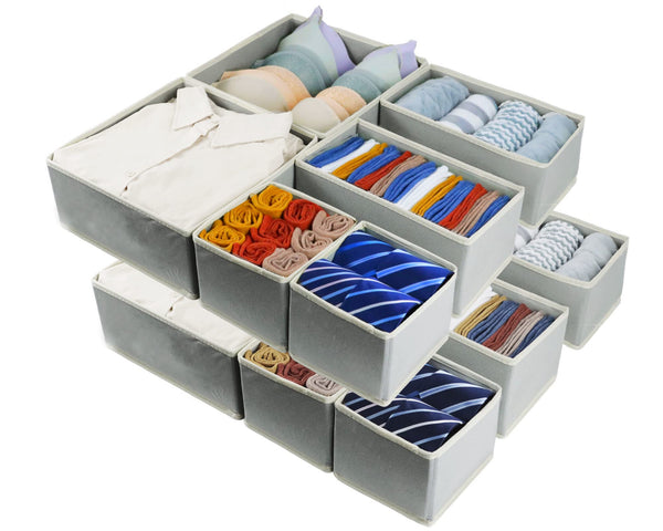 12 Pack Drawer Organizer for Clothing, Foldable Cloth Drawer Dividers Storage Bins, Clothes Drawer Organizer for Underwear,Folded Clothes,Baby Clothing,Socks,Bra,Towels,Ties