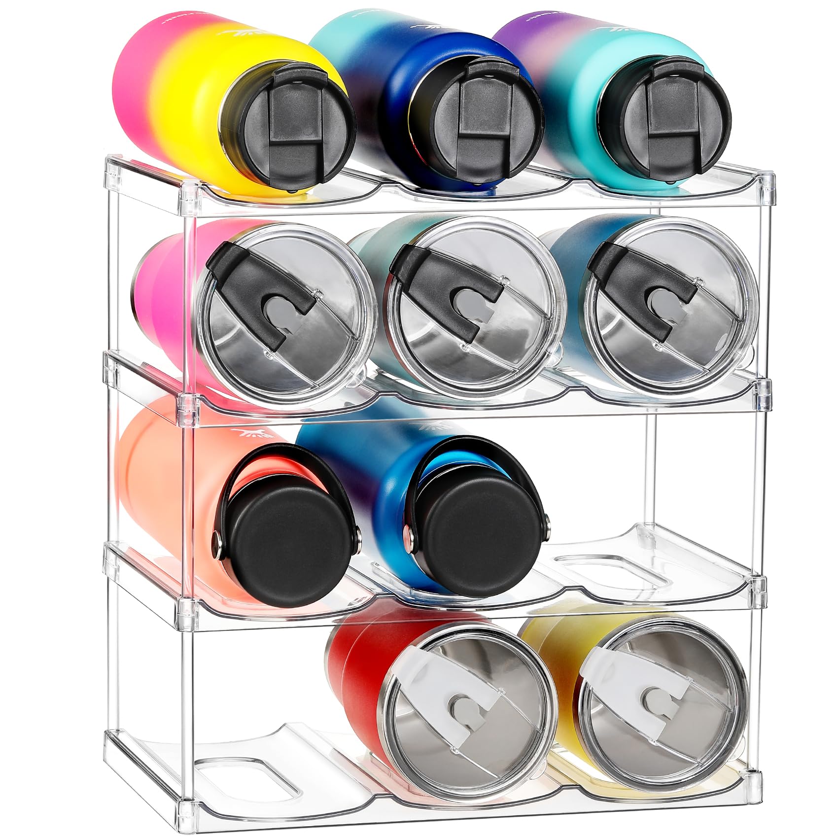 Bottle Organizer MeCids Stackable Water (4-Pack) – Plastic Storage Rack ...